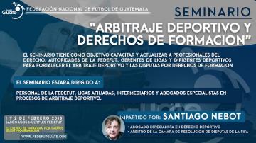 FEDEFUT REALIZARA SEMINARIO "ARBITRAJE DEPORTIVO Y DERECHOS DE FORMACION"