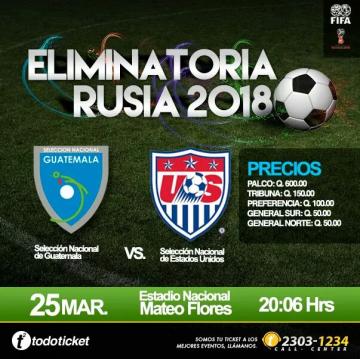 GUATEMALA VS. ESTADOS UNIDOS - BOLETOS YA A LA VENTA