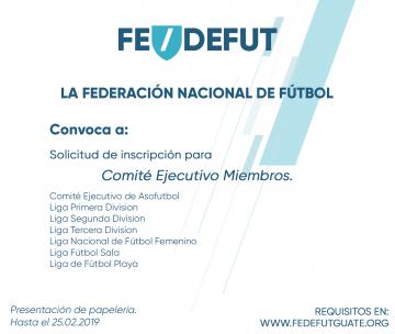 FEDEFUT / CONVOCATORIA A INSCRIPCIÓN PARA COMITÉS EJECUTIVOS DE SUS MIEMBROS